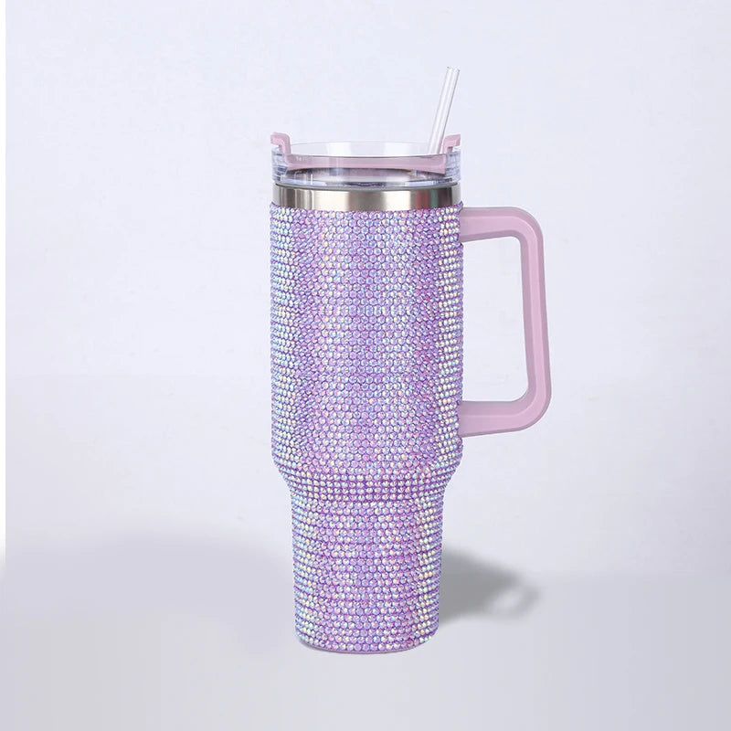 Diamond Thermos Cup with Handle , 40oz