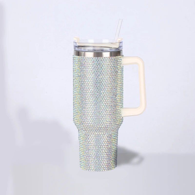 Diamond Thermos Cup with Handle , 40oz