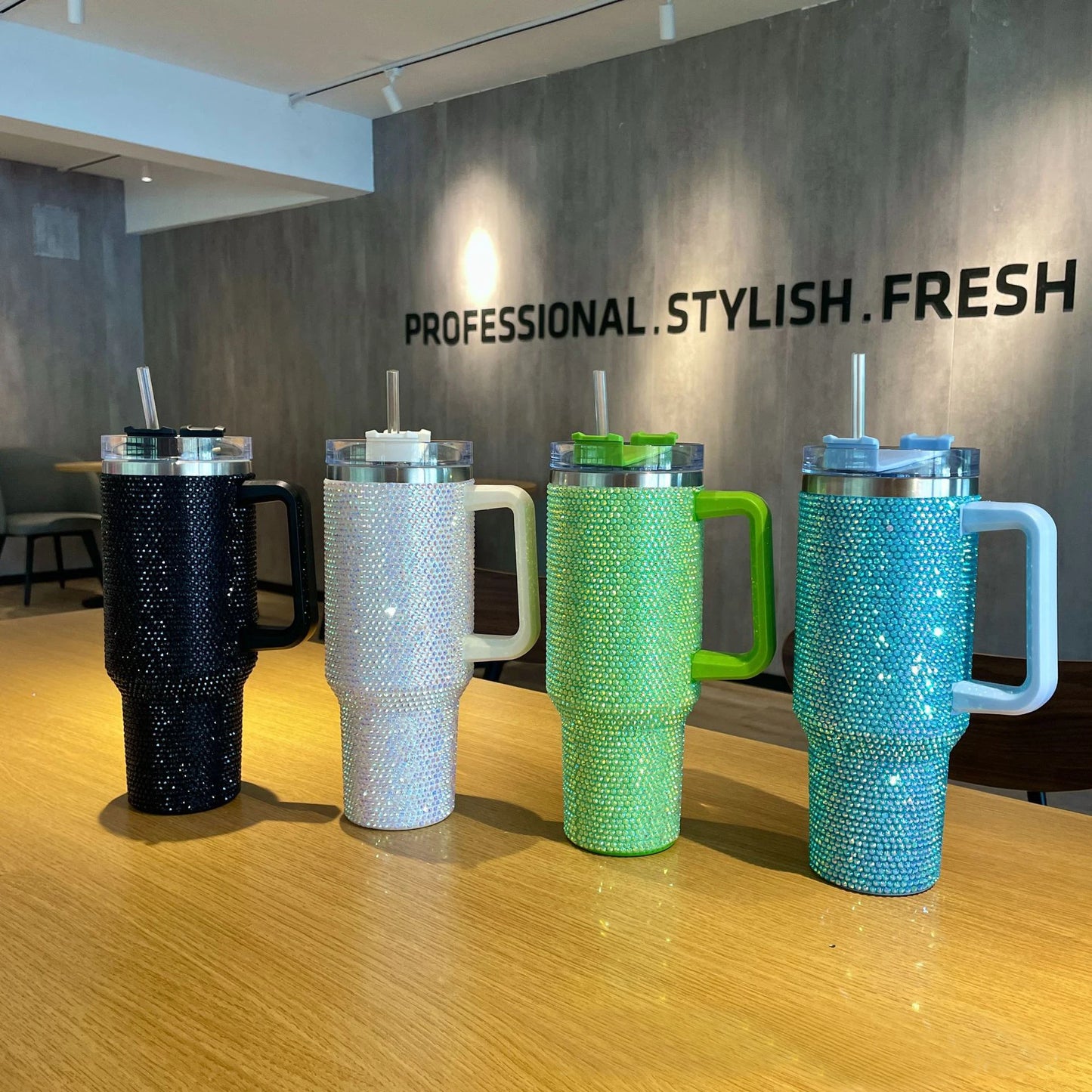 Diamond Thermos Cup with Handle , 40oz