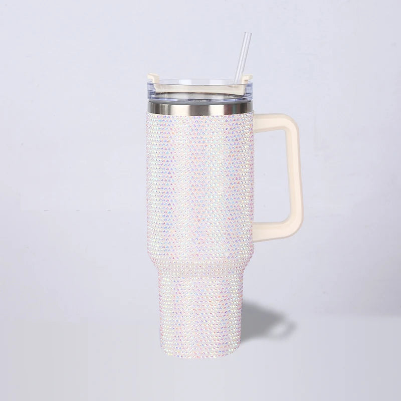 Diamond Thermos Cup with Handle , 40oz