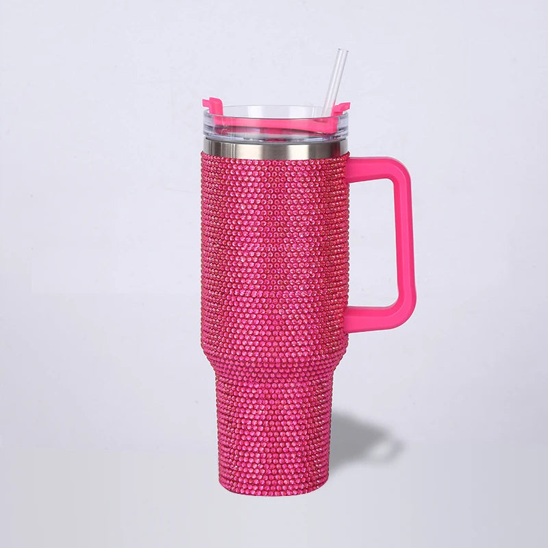 Diamond Thermos Cup with Handle , 40oz