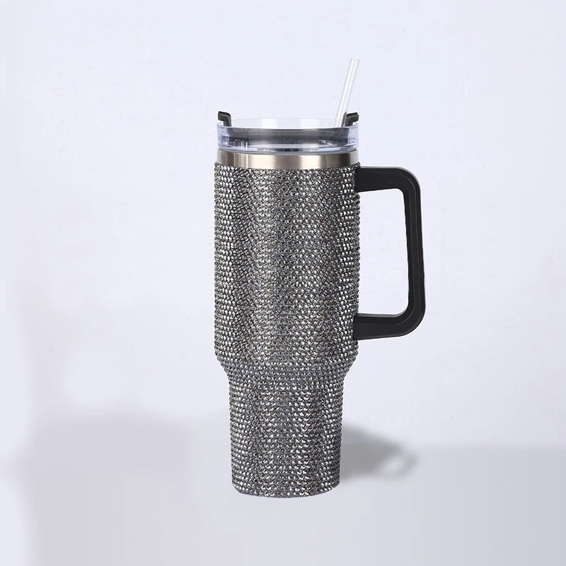 Diamond Thermos Cup with Handle , 40oz